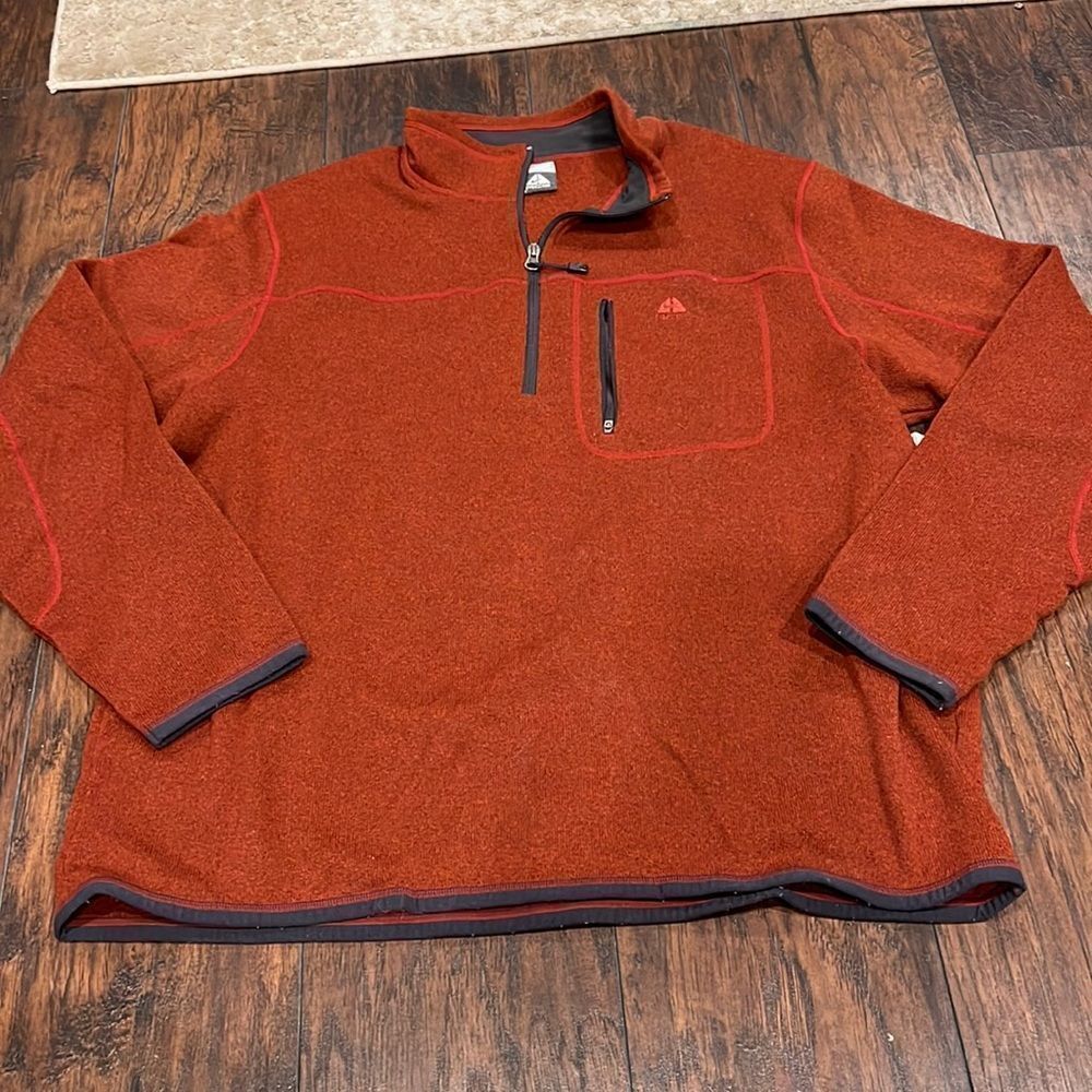 Nike ACG Mens Pullover Sweatshirt 2XL Orange Half Zip‎ Hiking Outdoor EUC